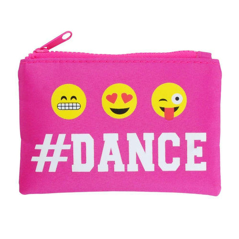 NEW Pink Poppy Pixel Emoji # Dance Zipped Coin Purse Hot Pink