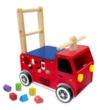 I'm Toy Walk and Ride On Fire Engine Shape Sorter Wooden Wood Baby Walker Toy