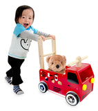I'm Toy Walk and Ride On Fire Engine Shape Sorter Wooden Wood Baby Walker Toy