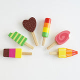 NEW Le Toy Van Honeybake Ice Lollies Blocks with Wooden Holder Wood Play Food
