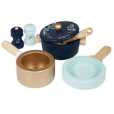 New Le Toy Van Honeybake Pots & Pans Kitchen Cookware Wood Wooden Set