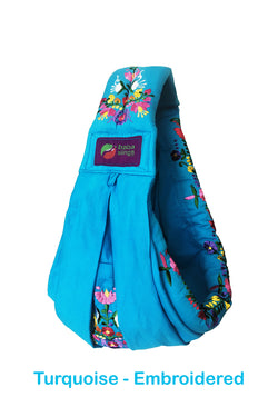 Baba Sling Baby Carrier Embroidery Turquoise Mexican