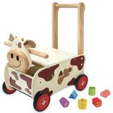 I'm Toy Walk and Ride On Cow Shape Sorter Wooden Wood Baby Walker Toy