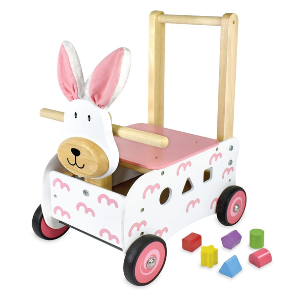 I'm Toy Walk and Ride On Bunny Shape Sorter Wooden Wood Baby Walker Toy